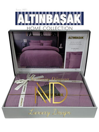 Altınbaşak Jakarlı Saten Çift Kişilik Nevresim Takımı Dıamond Puce