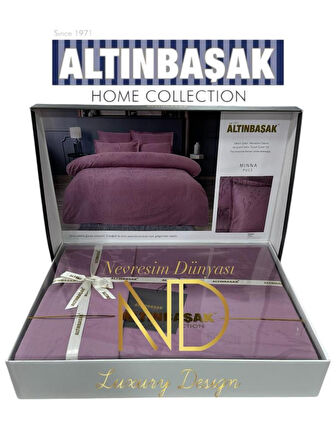 Altınbaşak Jakarlı Saten Çift Kişilik Nevresim Takımı Minna Puce
