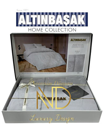 Altınbaşak Jakarlı Saten Çift Kişilik Nevresim Takımı Perle Coin