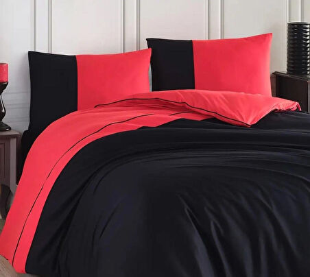 ALTINBAŞAK BİYELİ DÜZ RANFORCE TEK KİŞİLİK NEVRESİM TAKIMI THOR KIRMIZI-SİYAH