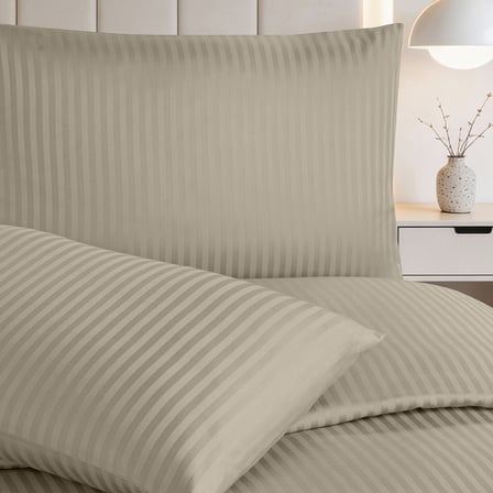 Linestyle King Size Kişilik %100 Pamuk Saten (90 Tel) Nevresim Seti Bej (3 Parça)