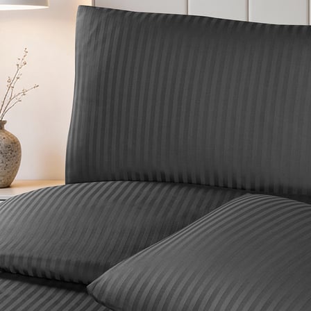 Linestyle King Size Kişilik %100 Pamuk Saten (90 Tel) Nevresim Seti Antrasit (3 Parça)