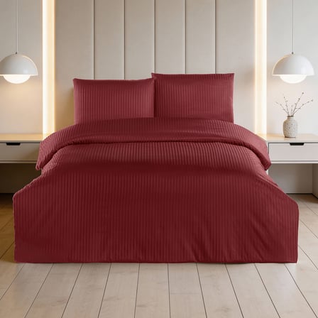 Linestyle King Size Kişilik %100 Pamuk Saten (90 Tel) Nevresim Seti Bordo (3 Parça)