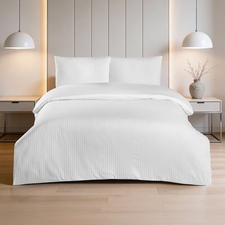 Linestyle King Size Kişilik %100 Pamuk Saten (90 Tel) Nevresim Seti Beyaz (3 Parça)