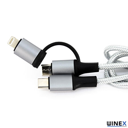 Global 2in1 3A 60W Type-C to Type-C ve Lightning Örgülü Data Hızlı Şarj Kablo 1M WNE0143