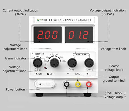 Best PS-1502DD Güç Kaynağı | 2A | DC 0-15V Ayarlanabilir PSU