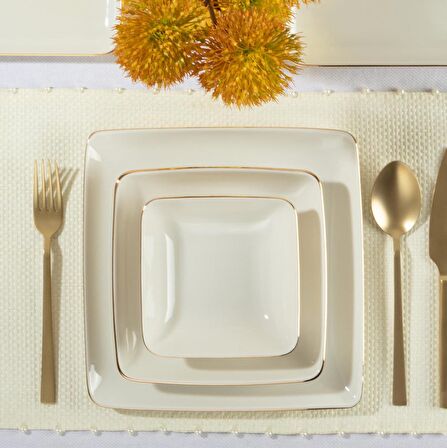 Bernardo Elegant-Kalypso Gold 55 Parça 12 Kişilik Yemek Takımı