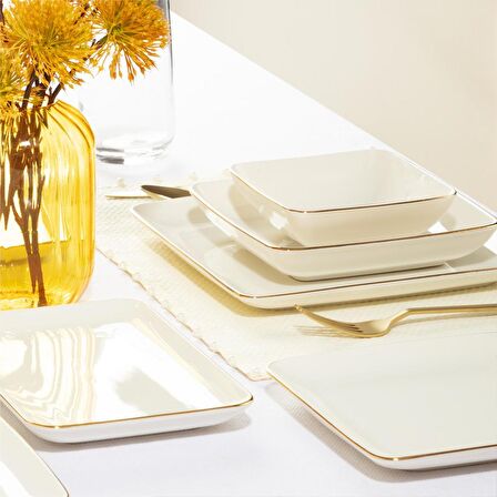 Bernardo Elegant-Kalypso Gold 55 Parça 12 Kişilik Yemek Takımı