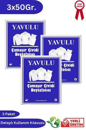 Çamaşır Çividi Mavi Toz Çivit Çamaşır Beyazlatıcı Çamaşır Çiviti 3 Paket 50Gr