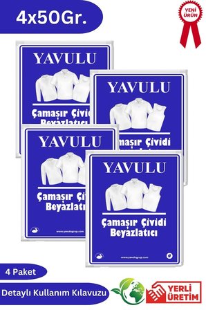 Çamaşır Çividi Mavi Toz Çivit Çamaşır Beyazlatıcı Çamaşır Çiviti 4 Paket 50Gr
