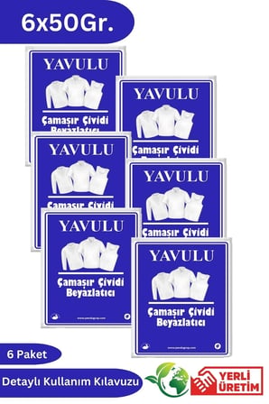 Çamaşır Çividi Mavi Toz Çivit Çamaşır Beyazlatıcı Çamaşır Çiviti 6 Paket 50Gr