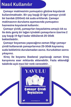 Çamaşır Çividi Mavi Toz Çivit Çamaşır Beyazlatıcı Çamaşır Çiviti 10 Paket 50Gr