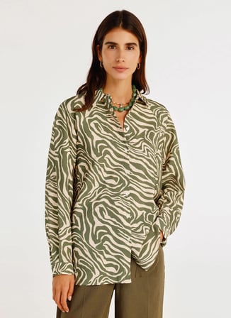 Yargıcı Haki Kadın Loose Fit Gömlek 25YKGM6033X