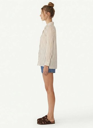 Yargıcı Ekru Kadın Regular Fit Gömlek 26YKGM6019X