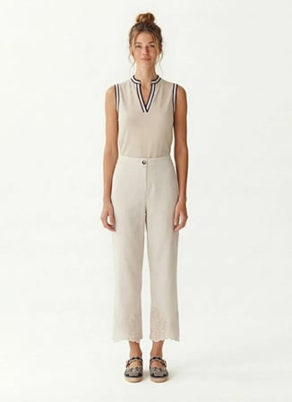 Yargıcı Bej Kadın Nakışlı Pantolon 26YKPN3003X