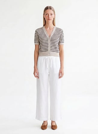 Beyaz Kadın %100 Tencel Pantolon 26YKPN3068X