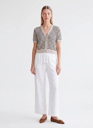 Beyaz Kadın %100 Tencel Pantolon 26YKPN3068X