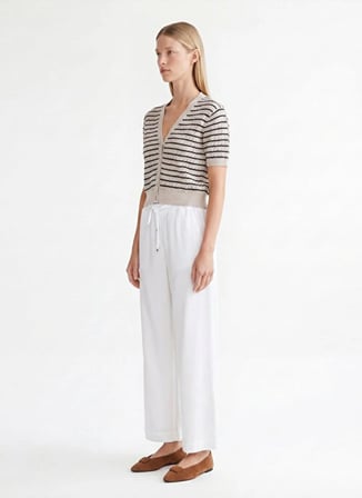 Beyaz Kadın %100 Tencel Pantolon 26YKPN3068X
