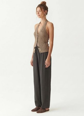 Yargıcı Kahverengi Kadın Loose Fit Pantolon 26YKPN3037V