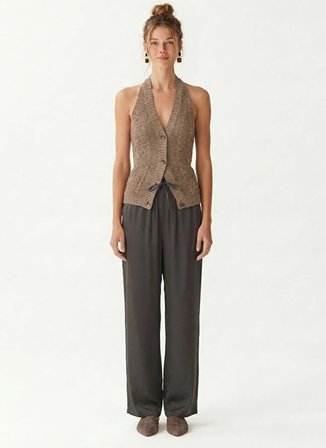 Yargıcı Kahverengi Kadın Loose Fit Pantolon 26YKPN3037V