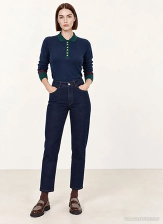Yargıcı 26KKPN3057V Koyu İndigo Kadın Yüksek Bel Mom Fit Pantolon
