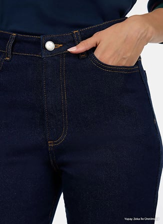 Yargıcı 26KKPN3057V Koyu İndigo Kadın Yüksek Bel Mom Fit Pantolon