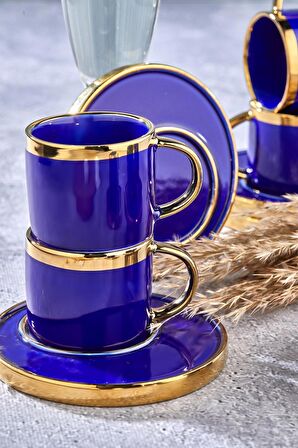 COOKER PORSELEN KAHVE FİNCANI SETİ LACİVERT 2829 8696474230026