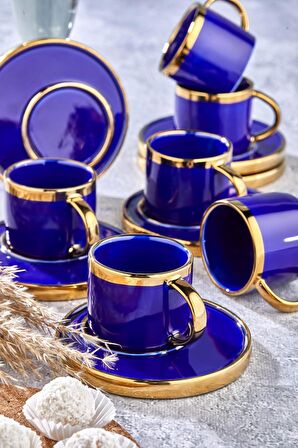 COOKER PORSELEN KAHVE FİNCANI SETİ LACİVERT 2829 8696474230026