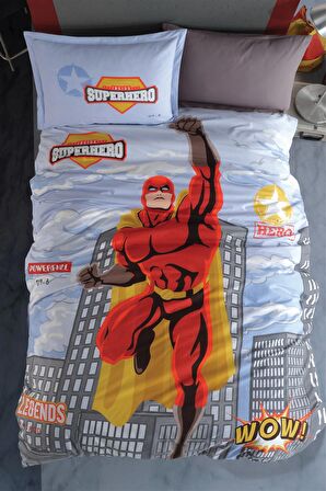 CLASY RANFORCE TEK KİŞİLİK NEVRESİM TAKIMI SÜPERHERO V1 GRİ 8696474231150