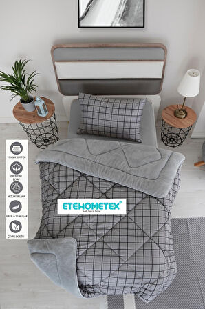 ETE HOMETEX TEK KİŞİLİK WELSOFT YORGAN 155X215CM KARE ANTRASİT 86964742311738