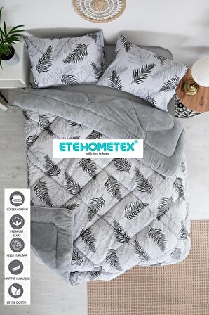 ETE HOMETEX ÇİFT KİŞİLİK WELSOFT YORGAN 195X215CM YAPRAK DESEN GRİ 8696474231661