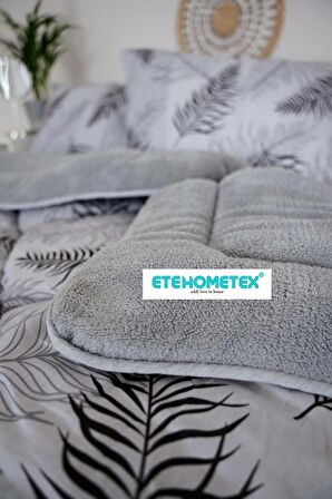 ETE HOMETEX TEK KİŞİLİK WELSOFT YORGAN 155X215CM YAPRAK DESEN GRİ 8696474231664