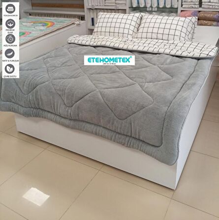 ETE HOMETEX ÇİFT KİŞİLİK WELSOFT YORGAN 195X215CM KARELİ GRİ BEYAZ 8696474231669