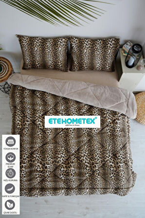 ETE HOMETEX ÇİFT KİŞİLİK WELSOFT YORGAN 195X215CM LEOPAR BEJ 8696474231734