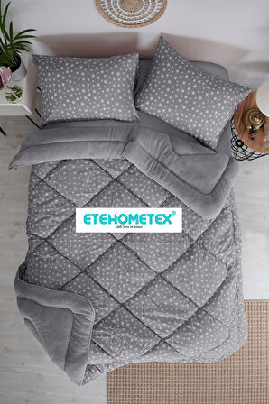 ETE HOMETEX ÇİFT KİŞİLİK WELSOFT YORGAN 195X215CM YILDIZ DESEN GRİ 8696474231736