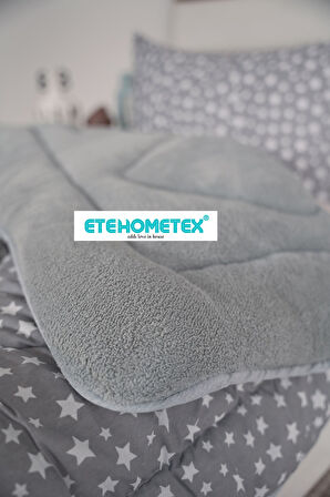 ETE HOMETEX ÇİFT KİŞİLİK WELSOFT YORGAN 195X215CM YILDIZ DESEN GRİ 8696474231736