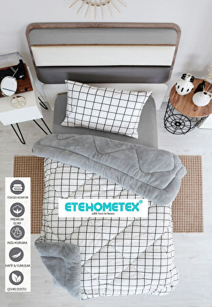 ETE HOMETEX TEK KİŞİLİK WELSOFT YORGAN 155X215CM KARE BEYAZ 8696474231746