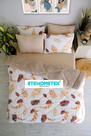 ETE HOMETEX ÇİFT KİŞİLİK WELSOFT YORGAN 195X215CM YAPRAK DESEN BEJ 8696474231753