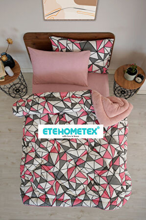 ETE HOMETEX TEK KİŞİLİK WELSOFT YORGAN 155X215CM GEOMETRİK DESEN PUDRA 8696474231755