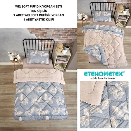 ETE HOMETEX TEK KİŞİLİK LÜX WELSOFT YORGAN SETİ ARİNA BEJ 155X215CM 8696474231848