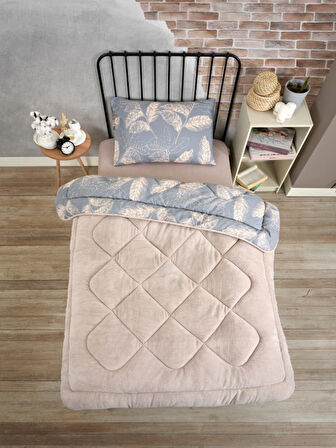 ETE HOMETEX TEK KİŞİLİK LÜX WELSOFT YORGAN SETİ ARİNA BEJ 155X215CM 8696474231848