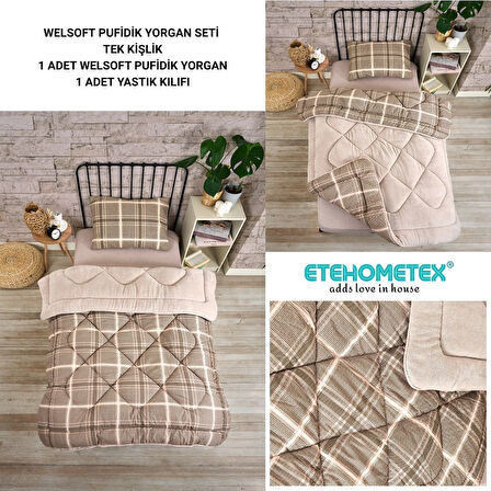 ETE HOMETEX TEK KİŞİLİK LÜX WELSOFT YORGAN SETİ SAFİR BEJ 155X215CM 8696474231849
