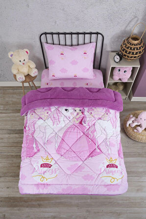 ETE HOMETEX TEK KİŞİLİK LÜX WELSOFT YORGAN SETİ PRENSES MÜRDÜM 155X215CM 8696474231855