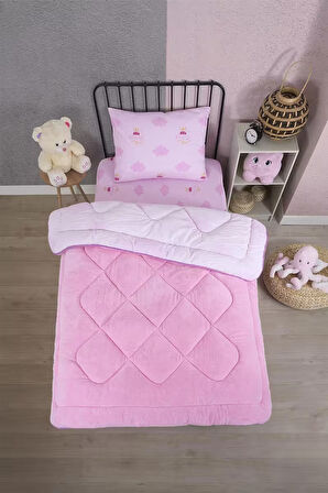 ETE HOMETEX TEK KİŞİLİK LÜX WELSOFT YORGAN SETİ PRENSES PEMBE 155X215CM 8696474231856