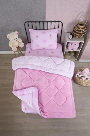 ETE HOMETEX TEK KİŞİLİK LÜX WELSOFT YORGAN SETİ PRENSES PEMBE 155X215CM 8696474231856