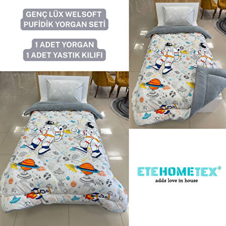 ETE HOMETEX TEK KİŞİLİK LÜX WELSOFT YORGAN ASTRONOT GRİ 155X215CM 8696474231857