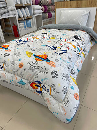 ETE HOMETEX TEK KİŞİLİK LÜX WELSOFT YORGAN ASTRONOT GRİ 155X215CM 8696474231857