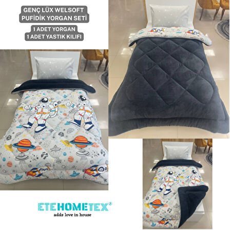 ETE HOMETEX TEK KİŞİLİK LÜX WELSOFT YORGAN ASTRONOT ANTRASİT 155X215CM 8696474231858