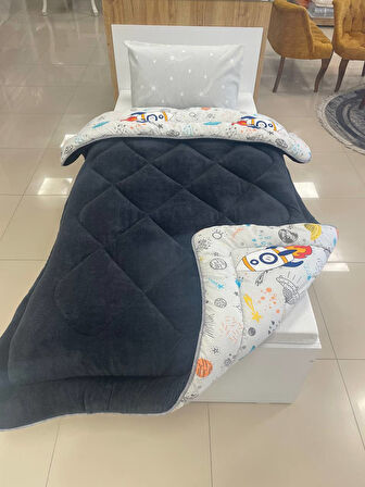 ETE HOMETEX TEK KİŞİLİK LÜX WELSOFT YORGAN ASTRONOT ANTRASİT 155X215CM 8696474231858