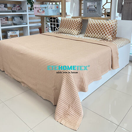 ETEHOMETEX ÇİFT KİŞİLİK HAVUZLU PİKE TAKIMI BEJ 8696474231880